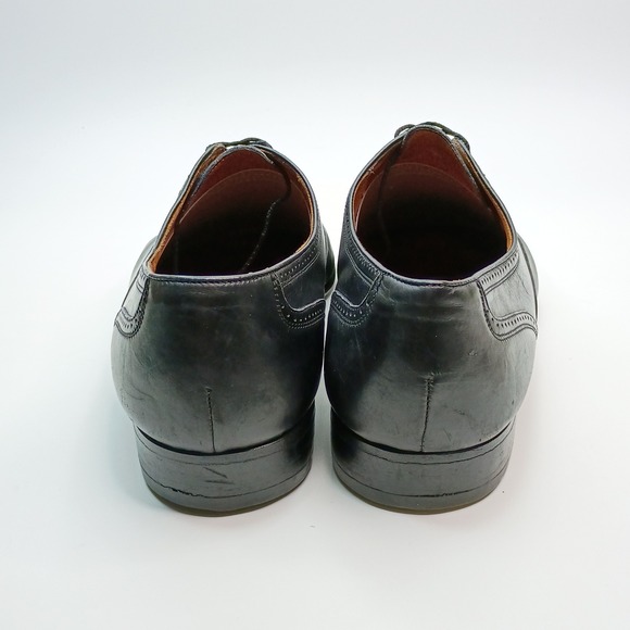 Steeple Gate Men Black Leather Cap Toe Oxford Dress Shoe Vero Cuoio Italy Sz 12 main image 5